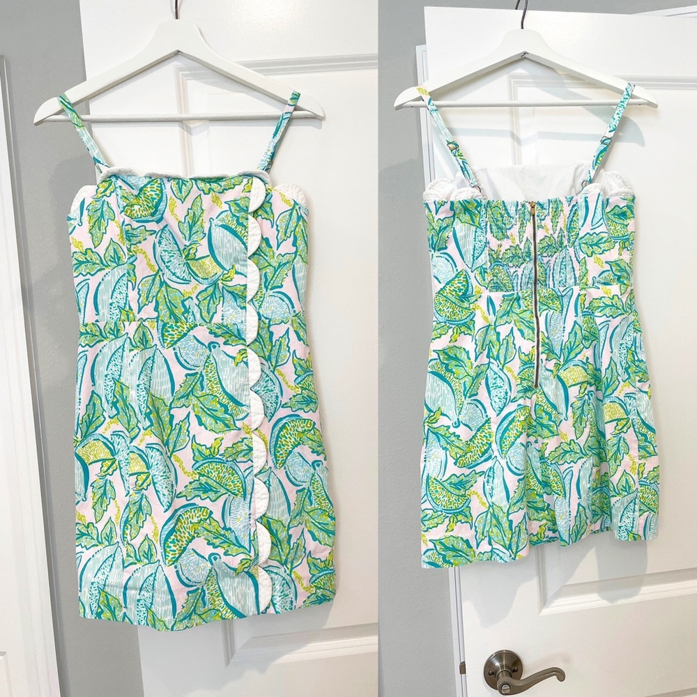 Lilly Pulitzer Pink, Light Blue & Green Scallop-Edge Sundress - Picture 3 of 6